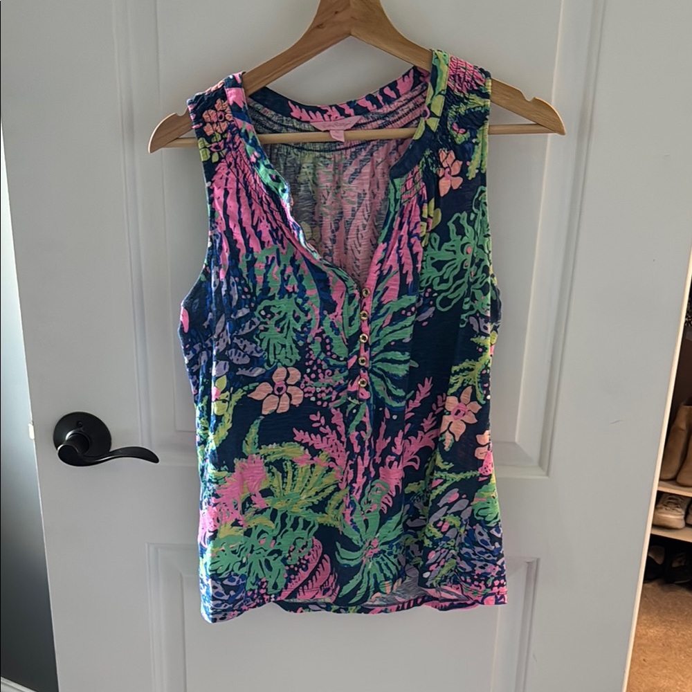 Lilly Pulitzer Pink and Blue Sleeveless Tank Top